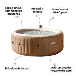 Banheira Ofurô Hidro Piscina Spa Inflável 795 Litros com Bomba Filtro Aquecedor e Bolhas Intex - 5