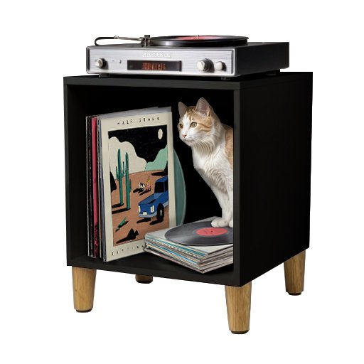 Móvel Nicho Cubo Porta Vinil Lp Disco - Organizador 55cm:preto - 4