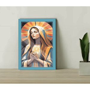 Quadro Decorativo Maria Abstrata Igreja Sala +vidro 33x25 A4:azul
