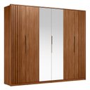 Ver imagem 1 de Guarda Roupa Casal Atrice Ripado 6 Portas Nogueira Touch com 2 Espelhos - Demartêz