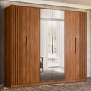 Ver imagem 2 de Guarda Roupa Casal Atrice Ripado 6 Portas Nogueira Touch com 2 Espelhos - Demartêz