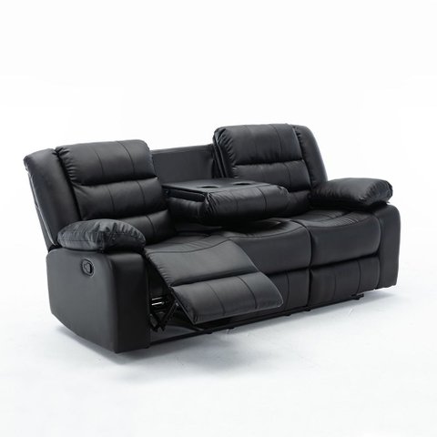 Poltrona Reclinável Sala de Cinema 3 Lugares Hollywood Manual Massagem Aquecimento Porta Copos Pu G9