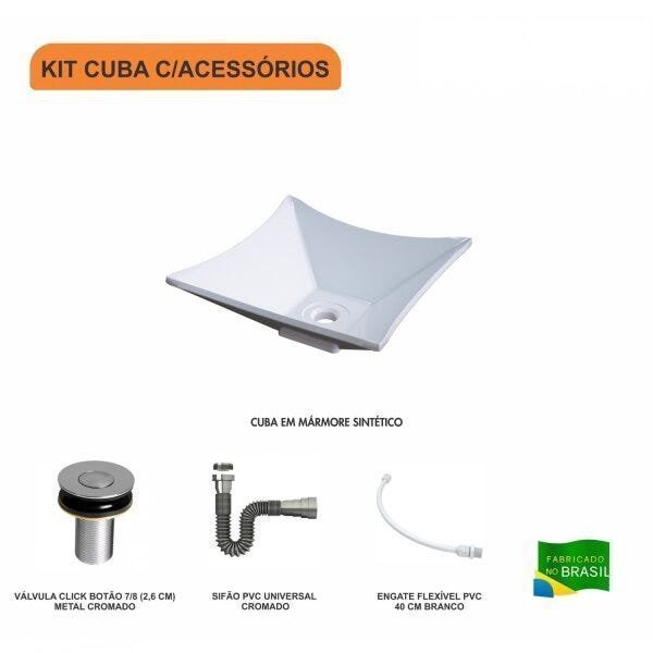 Kit Cuba L30 com Válvula Click 1"B + Sifão Cromado e Flexível - 3