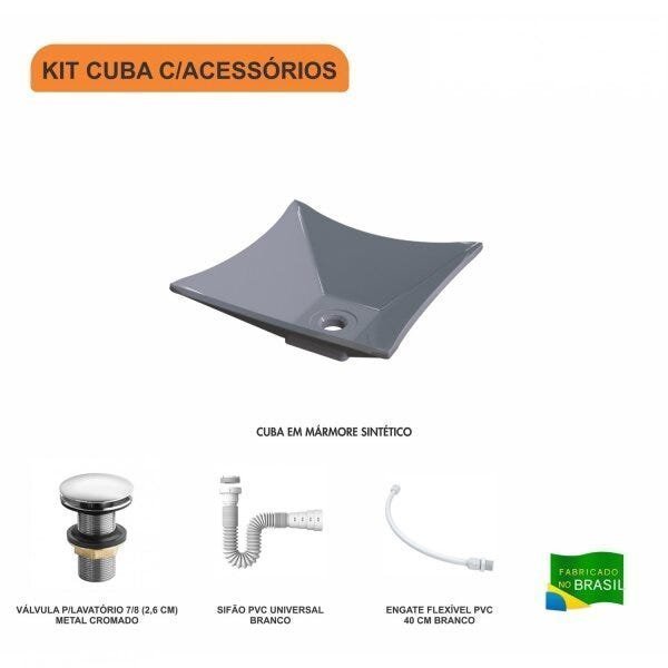 Kit Cuba L30 com Válvula Click 1"G + Sifão PVC e Flexível - 3
