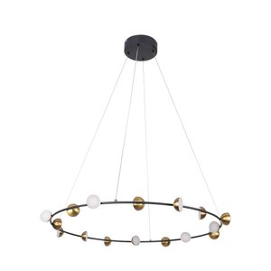 Pendente Graviola Preto e Dourado Led 48W 3000K Bivolt DS001 Bella
