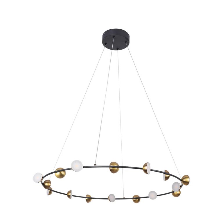 Pendente Graviola Preto e Dourado Led 48W 3000K Bivolt DS001 Bella