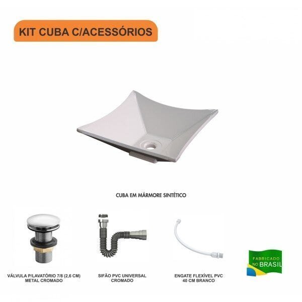 Kit Cuba L30 com Válvula Click 1"G + Sifão Cromado e Flexível - 3
