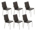 Ver imagem 1 de Kit 6 Cadeiras Malibu Corino Preto Tubo Champanhe