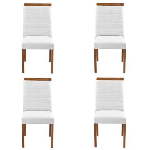 Kit 4 Cadeiras Decorativas Sala de Jantar Luxo Sueli Facto Branco - Mozzelar
