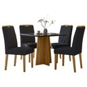 Ver imagem 4 de Mesa de Jantar Ambiente Anitta 90x90 Cm com Vidro Ype Preto e 4 Cadeiras Sarah Veludo Preto – New Ce