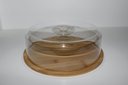 Ver imagem 4 de Prato de Bolo com Tampa de Bambu 28x28x9,5cm - Jolitex
