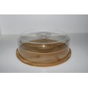 Ver imagem 4 de Prato de Bolo com Tampa de Bambu 28x28x9,5cm - Jolitex