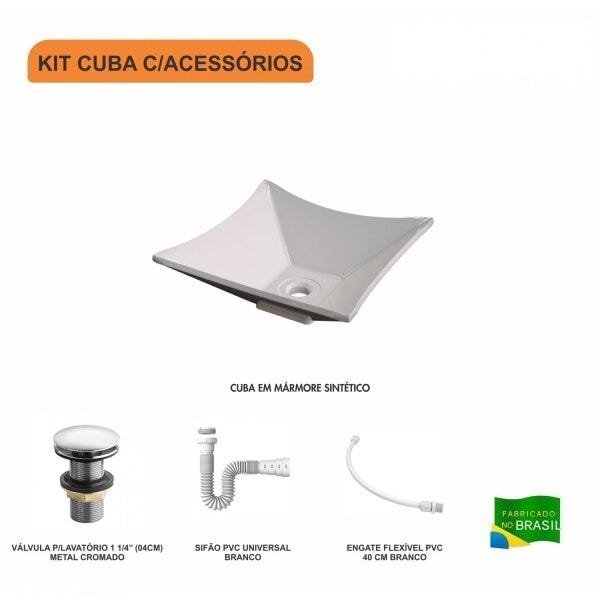 Kit Cuba L30 com Válvula Click 1 1/2'' + Sifão Pvc e Flexível Compace - 3