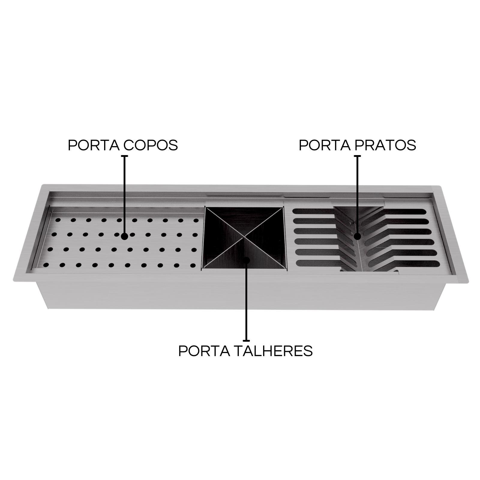 Calha Gourmet Escorredor Inox Tamanho 19x62 Cm Ecosul - 6