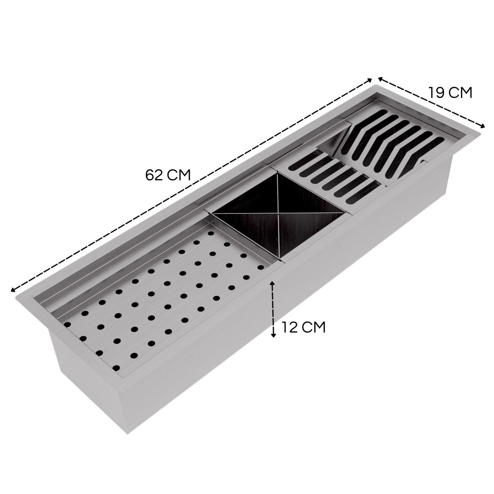 Calha Gourmet Escorredor Inox Tamanho 19x62 Cm Ecosul - 5