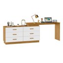 Ver imagem 7 de Conjunto Escritório 2 Peças Escrivaninha Mesa Leonie c/Cômoda e Cadeira Diretor Tela Yescasa Marrom/