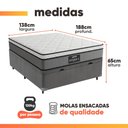 Ver imagem 3 de Cama Box Baú Casal Colchão Gazin Maximus Molas Ensacadas 138x188x65cm Linho Grafite / Preto