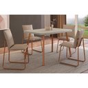 Ver imagem 1 de Conjunto: Mesa Sala Jantar Stellar 1598 Aço C/ Tampo Madeirado 120x80cm e 4 Cadeiras Soft Rose/