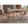Conjunto: Mesa Sala Jantar Stellar 1598 Aço C/ Tampo Madeirado 120x80cm e 4 Cadeiras Soft Rose/ - 1