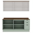 Ver imagem 5 de Cozinha Modulada 4 Peças com 2 Aéreos e 2 Balcões 100% MDF Portas Americanas Provençal Iluminata Verde/Mint/Branco/Ébano