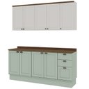 Ver imagem 3 de Cozinha Modulada 4 Peças com 2 Aéreos e 2 Balcões 100% MDF Portas Americanas Provençal Iluminata Verde/Mint/Branco/Ébano