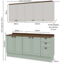 Ver imagem 4 de Cozinha Modulada 4 Peças com 2 Aéreos e 2 Balcões 100% MDF Portas Americanas Provençal Iluminata Verde/Mint/Branco/Ébano