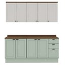 Ver imagem 6 de Cozinha Modulada 4 Peças com 2 Aéreos e 2 Balcões 100% MDF Portas Americanas Provençal Iluminata Verde/Mint/Branco/Ébano