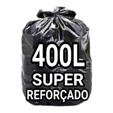 Sacos de Lixo 400 Litros Super Reforçado 100 Un Fabricante Cor:preto