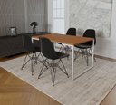 Ver imagem 1 de Mesa Industrial Base Ferro Branco Tampo 137x90 Canela 4 Cadeiras Eames Ferro Preto Assento Preto