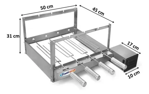 Churrasqueira Giratória Rotativa 4 Espetos Inox Giram Opostos Motor WEG - Lado Direito - 2