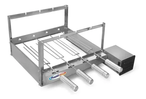 Churrasqueira Giratória Rotativa 4 Espetos Inox Giram Opostos Motor WEG - Lado Direito - 4