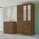 Ver imagem 3 de Guarda Roupa 4 Portas Com Espelho Sobral Castanho 870331
