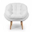 Ver imagem 4 de Kit 2 Poltronas Marcela Bouclê Off White Pés Palito - Pallazio
