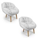 Ver imagem 1 de Kit 2 Poltronas Marcela Bouclê Off White Pés Palito - Pallazio