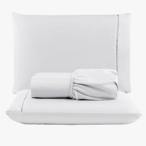 Jogo de Lençol Peletizado 400 Fios Casal 3 Peças - Casa - Hotel - Pousada - Branco Casa Show Enxovai