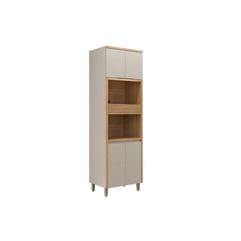 Paneleiro de Cozinha Allure C/ 5 Portas e 2 Nichos P/ Fornos 70cm Jequitiba/gris Fosco - Linea