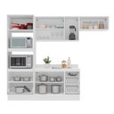 Ver imagem 3 de Cozinha Compacta Amara 8 Portas 4 Gavetas com Vidro Azul/branco - Politorno