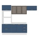 Ver imagem 2 de Cozinha Compacta Amara 8 Portas 4 Gavetas com Vidro Azul/branco - Politorno