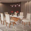 Ver imagem 1 de Mesa de Jantar 6 Lugares Poliana Mel/Blonde/Nude - Panorama Móveis
