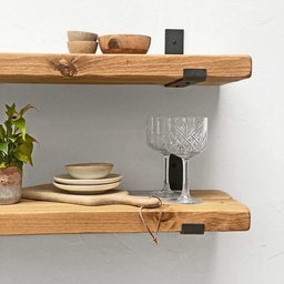Prateleira de Madeira Rústica com Suporte Invertido | 20cm de Profundidade - 140cm - 2