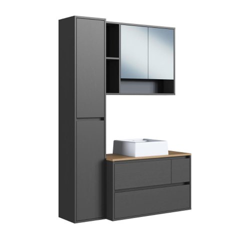 Conjunto para Banheiro 108cm com 3 Peças Gabinete Suspenso
