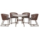 Ver imagem 1 de Mesa com 4 Cadeiras de Jantar Roma 100cm e Noronha em Aluminío Marrom Corda Nautica Estofado 11 Tram