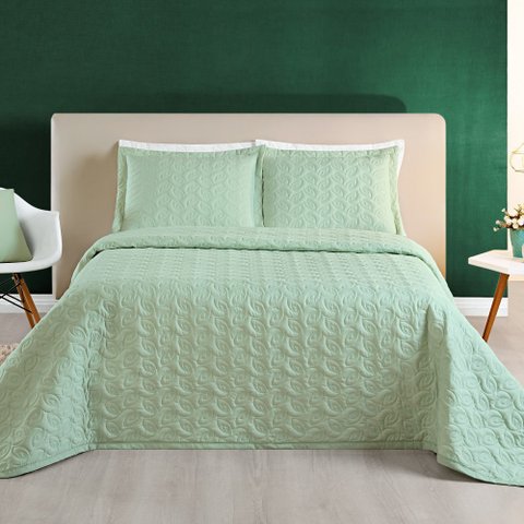 Cobre Leito Queen Florency Micropercal 200 fios 3 pçs Verde