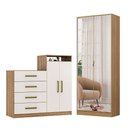 Ver imagem 1 de Cômoda Sapateira Áurea e Armário Multiuso Grife Amêndola Touch Off White - Demóbile