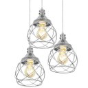 Ver imagem 2 de Lustre Pendente Triplo Esfera Aramado Escovado 15cm