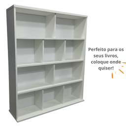 Estante Para Livros com 3 Prateleiras e 6 Divisórias MDF Branco - 3