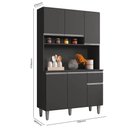 Ver imagem 5 de Kit Cozinha Compacta 105cm com 6 Portas 1 Gaveta Márcia - Ajl Móveis - Cinza Escuro