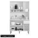 Ver imagem 4 de Kit Cozinha Compacta 105cm com 6 Portas 1 Gaveta Márcia - Ajl Móveis - Cinza Escuro