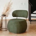 Ver imagem 2 de Poltrona Decorativa Greta Base Giratória Titânio Linho Bouclé Verde - Nexta Casa