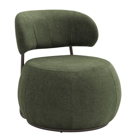 Poltrona Decorativa Greta Base Giratória Titânio Linho Bouclé Verde - Nexta Casa